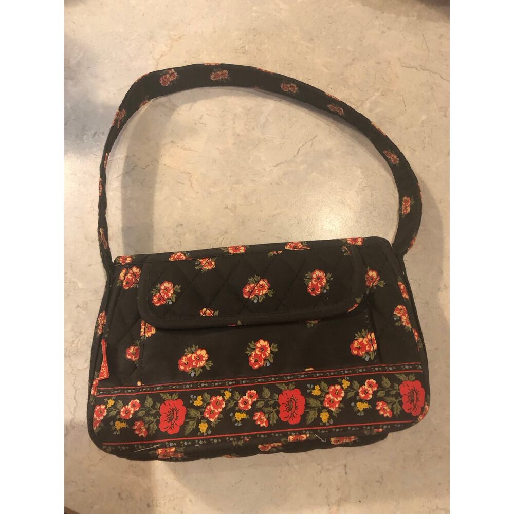 Vintage MaggIB Small OTS Bag Ganz USA Black With Flowers